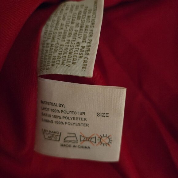 Y2K Gothic Vampy Prom Party Formal Dress Size S Red Black Lace Overlay Strapless - Picture 11 of 11